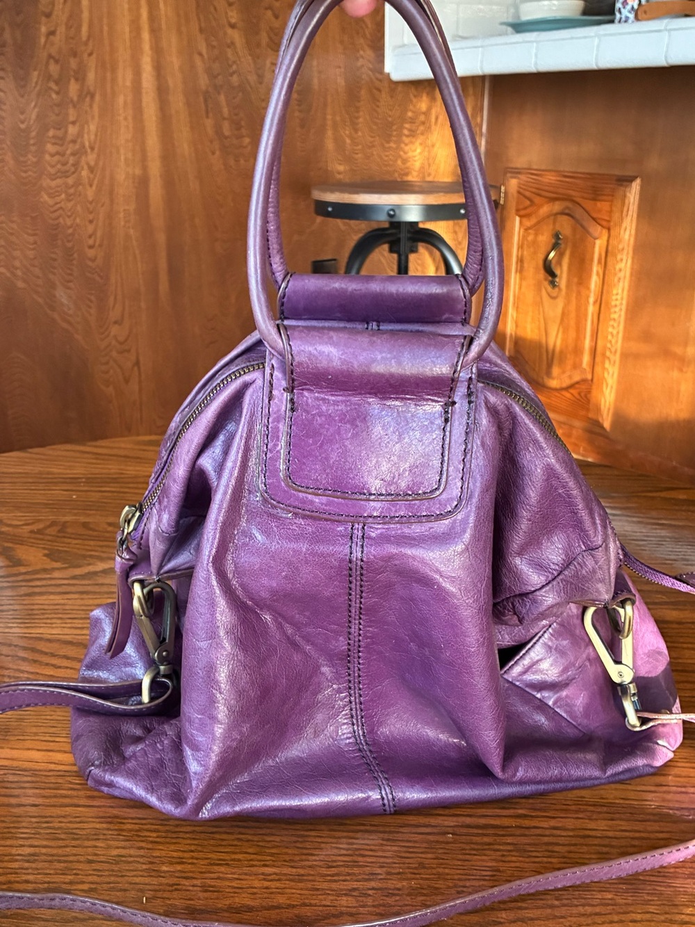 HOBO The Original Sheila Large Purple Leather Satchel Crossbody Shoulder Bag